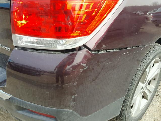 5TDDK3EH7CS148210 - 2012 TOYOTA HIGHLANDER MAROON photo 9