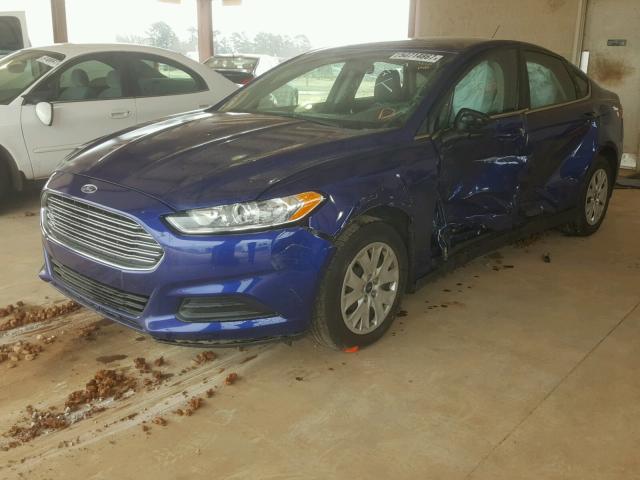 1FA6P0G72E5384534 - 2014 FORD FUSION S BLUE photo 2