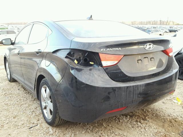 KMHDH4AE1BU103043 - 2011 HYUNDAI ELANTRA GL BLACK photo 3