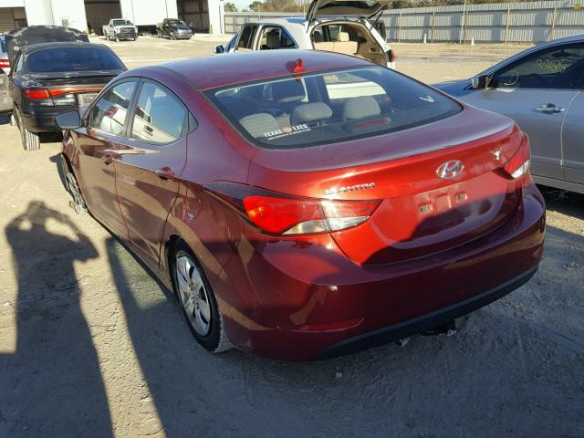 5NPDH4AEXGH687027 - 2016 HYUNDAI ELANTRA SE RED photo 3