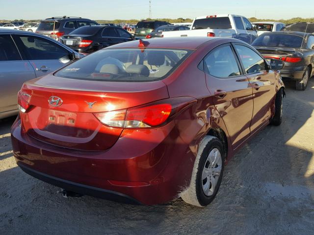 5NPDH4AEXGH687027 - 2016 HYUNDAI ELANTRA SE RED photo 4