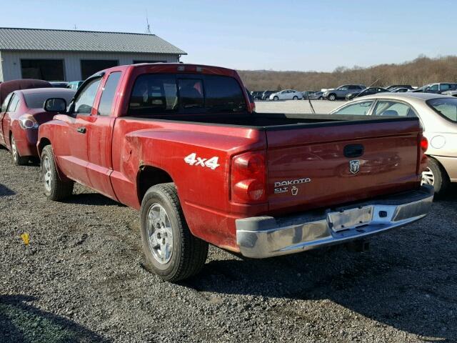 1D7HW42N96S621595 - 2006 DODGE DAKOTA SLT RED photo 3