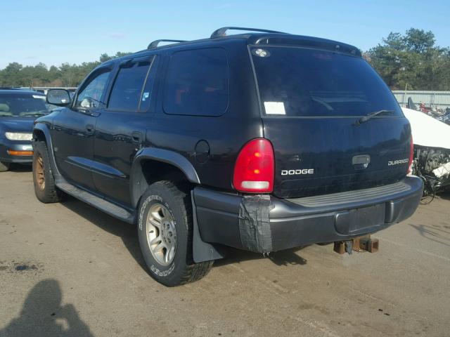 1B4HS38N32F196625 - 2002 DODGE DURANGO SP BLACK photo 3