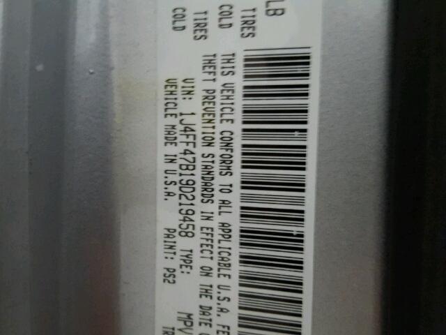 1J4FF47B19D219458 - 2009 JEEP COMPASS SP SILVER photo 10