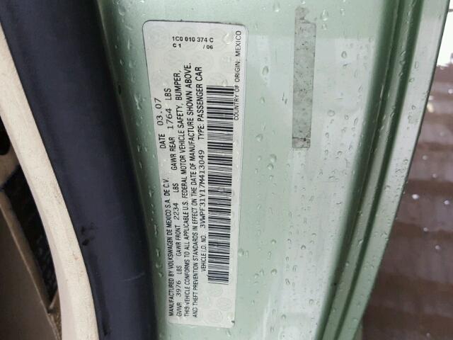 3VWPF31Y17M413049 - 2007 VOLKSWAGEN NEW BEETLE 绿色 照片 10