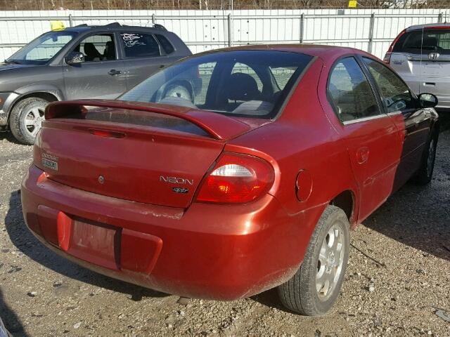 1B3ES56C65D105495 - 2005 DODGE NEON SXT RED photo 4