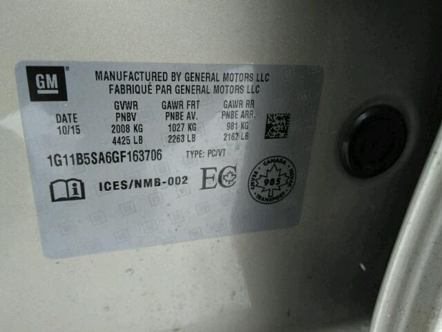 1G11B5SA6GF163706 - 2016 CHEVROLET MALIBU LIM 米色 照片 9