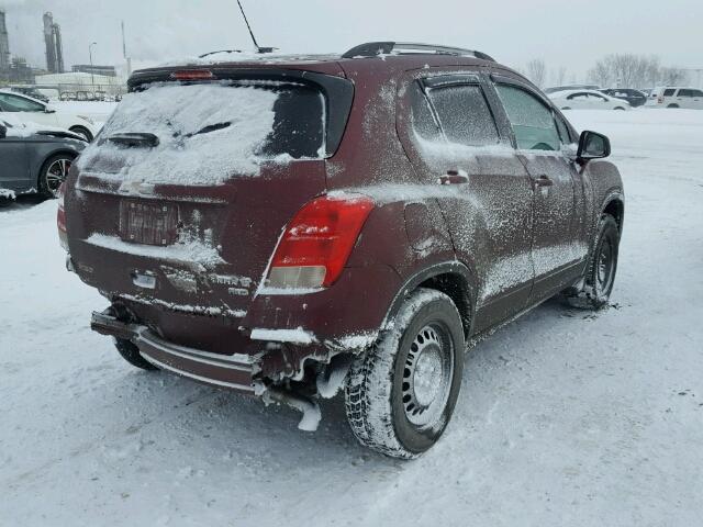 3GNCJRSB7FL252005 - 2015 CHEVROLET TRAX 1LT BURGUNDY photo 4