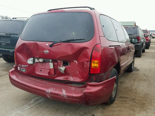 4N2XN11T5XD829354 - 1999 NISSAN QUEST SE RED photo 4