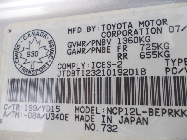 JTDBT123210192018 - 2001 TOYOTA ECHO GRAY photo 9