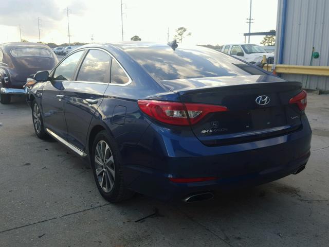 5NPE34AFXFH093547 - 2015 HYUNDAI SONATA SPO BLUE photo 3