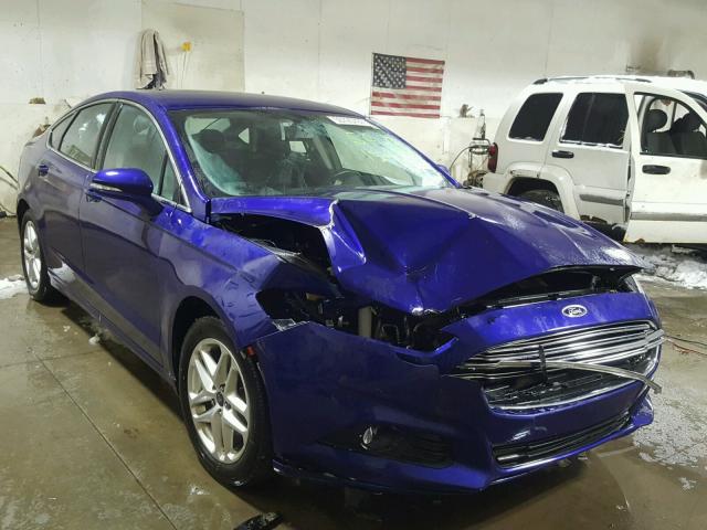 3FA6P0HR6DR200126 - 2013 FORD FUSION SE BLUE photo 1