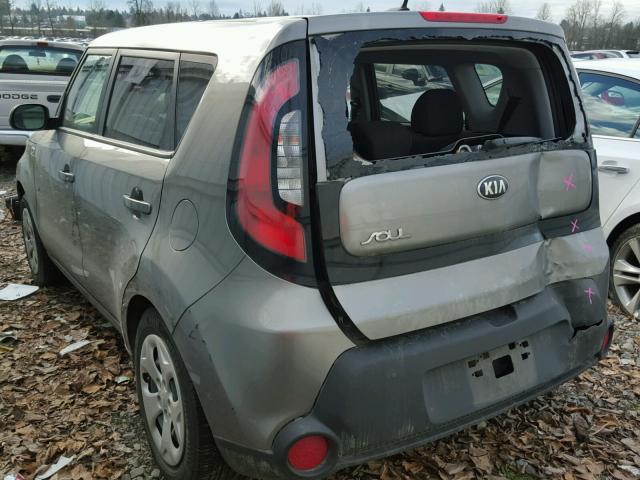 KNDJN2A22F7118536 - 2015 KIA SOUL GRAY photo 3