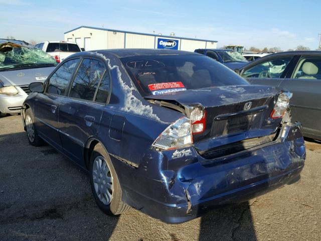 2HGES16595H607771 - 2005 HONDA CIVIC LX BLUE photo 3