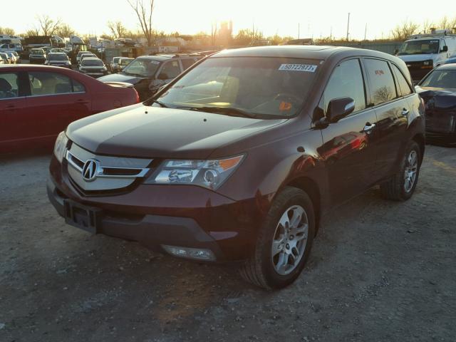 2HNYD28277H511617 - 2007 ACURA MDX MAROON photo 2