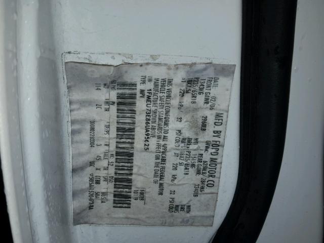 1FMEU73E86UA95625 - 2006 FORD EXPLORER X WHITE photo 10