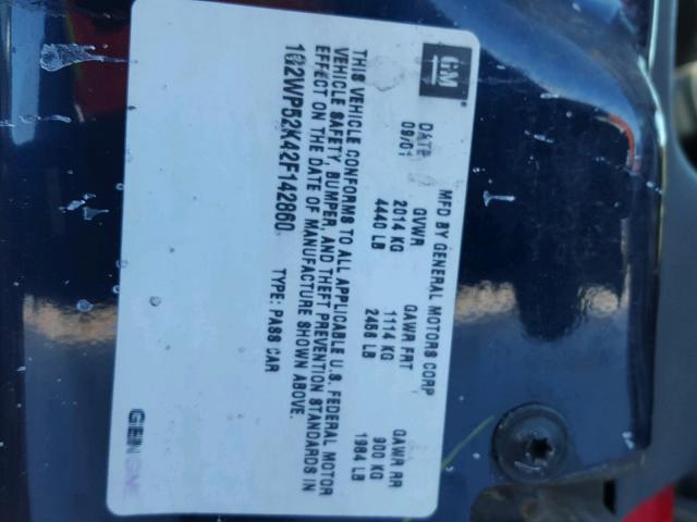 1G2WP52K42F142860 - 2002 PONTIAC GRAND PRIX BLUE photo 10