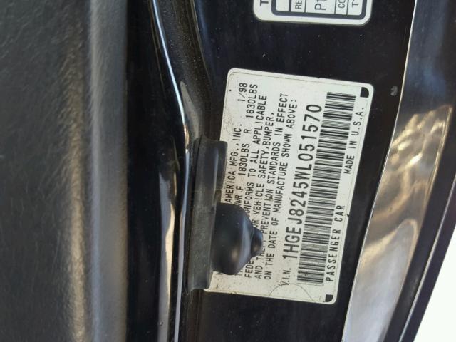 1HGEJ8245WL051570 - 1998 HONDA CIVIC EX შავი ფოტო 10
