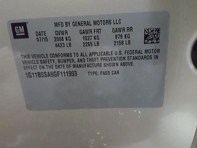 1G11B5SA6GF111993 - 2016 CHEVROLET MALIBU LIM TAN photo 10