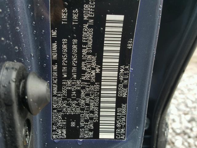 5TDKKRFH5GS121991 - 2016 TOYOTA HIGHLANDER BLUE photo 10