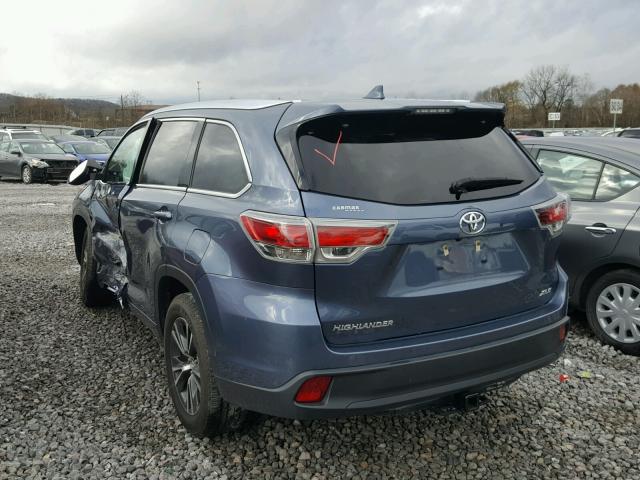 5TDKKRFH5GS121991 - 2016 TOYOTA HIGHLANDER BLUE photo 3