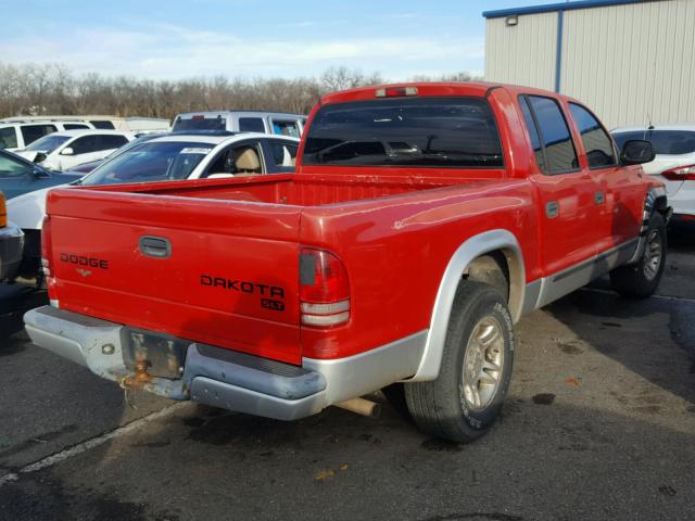 1D7HL48N23S151180 - 2003 DODGE DAKOTA QUA RED photo 4