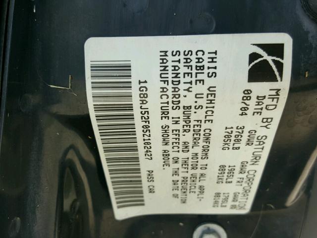 1G8AJ52F05Z102427 - 2005 SATURN ION LEVEL GRAY photo 10