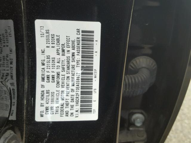 1HGCR2F70EA058602 - 2014 HONDA ACCORD EX BLACK photo 10