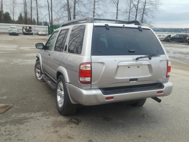 JN8DR09Y12W724705 - 2002 NISSAN PATHFINDER SILVER photo 3