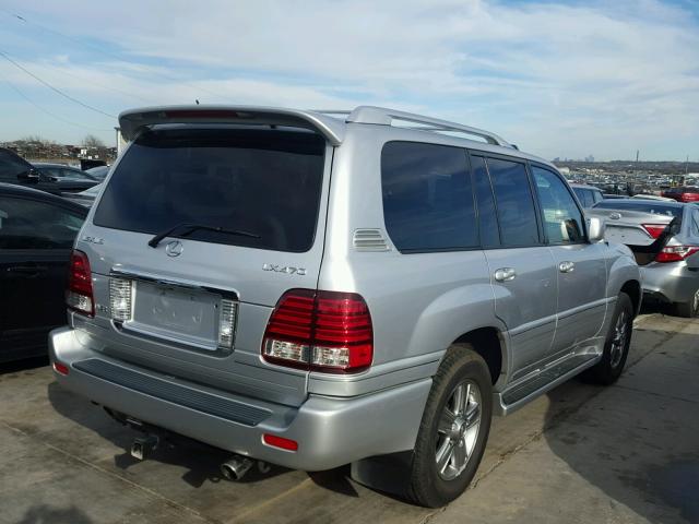 JTJHT00W274021284 - 2007 LEXUS LX 470 SILVER photo 4