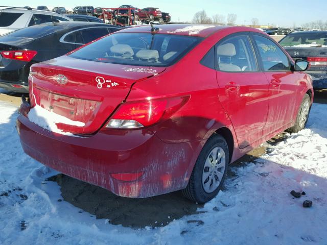 KMHCT4AE4FU883507 - 2015 HYUNDAI ACCENT GLS RED photo 4