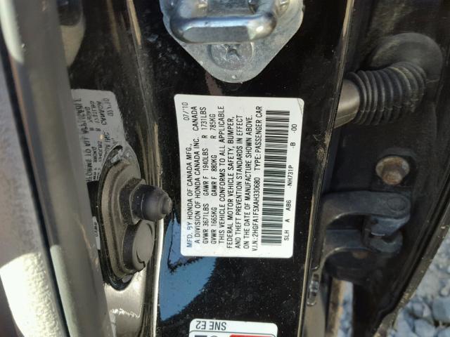 2HGFA1F5XAH330680 - 2010 HONDA CIVIC LX BLACK photo 10