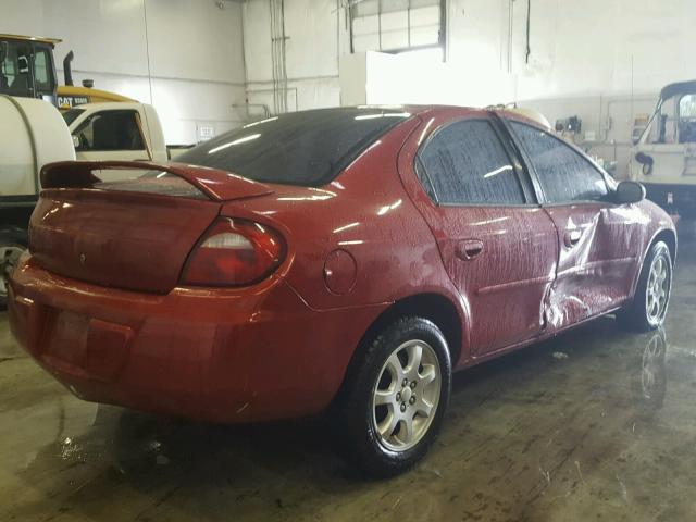 1B3ES56C05D200067 - 2005 DODGE NEON SXT BURGUNDY photo 4