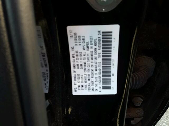 1HGCR2F30DA047790 - 2013 HONDA ACCORD LX BLACK photo 10