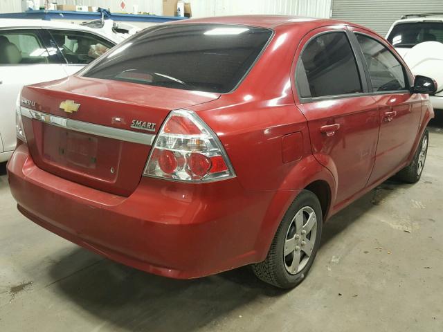 KL1TD56E09B337665 - 2009 CHEVROLET AVEO LS RED photo 4
