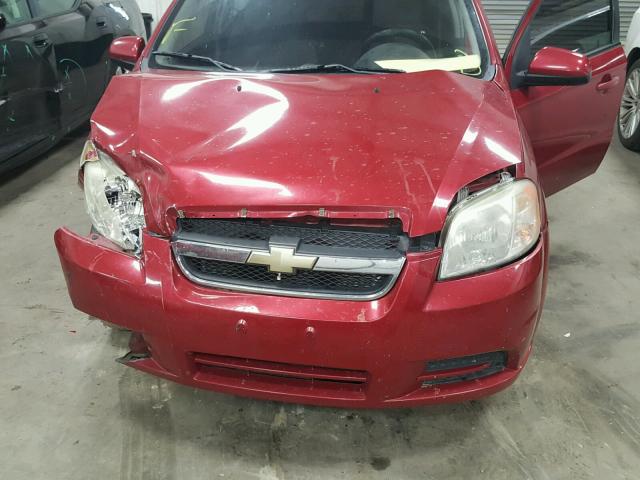 KL1TD56E09B337665 - 2009 CHEVROLET AVEO LS RED photo 7