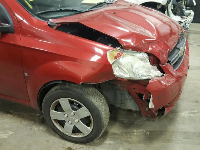 KL1TD56E09B337665 - 2009 CHEVROLET AVEO LS RED photo 9