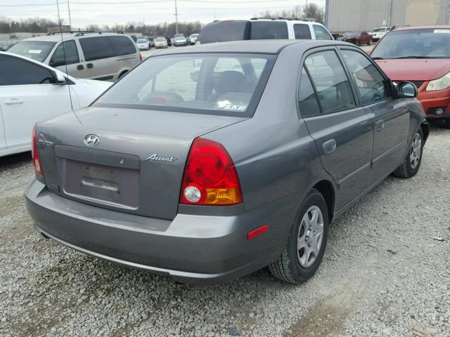 KMHCG45C44U556728 - 2004 HYUNDAI ACCENT GL GRAY photo 4