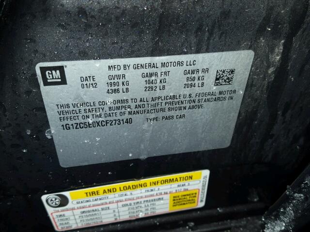 1G1ZC5E0XCF273140 - 2012 CHEVROLET MALIBU 1LT 灰色 照片 10