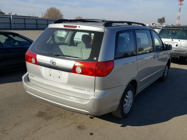 5TDZK23C27S087197 - 2007 TOYOTA SIENNA CE SILVER photo 4