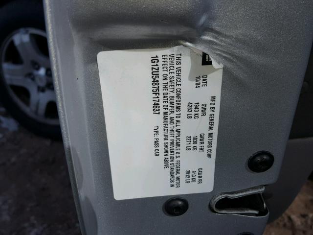 1G1ZU54875F174637 - 2005 CHEVROLET MALIBU LT SILVER photo 10