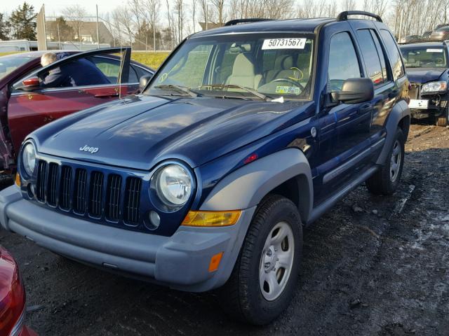 1J4GL48K65W544195 - 2005 JEEP LIBERTY SP BLUE photo 2