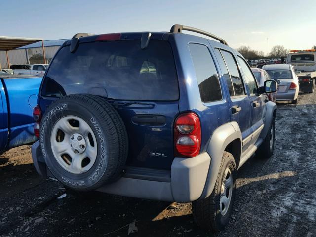 1J4GL48K65W544195 - 2005 JEEP LIBERTY SP BLUE photo 4