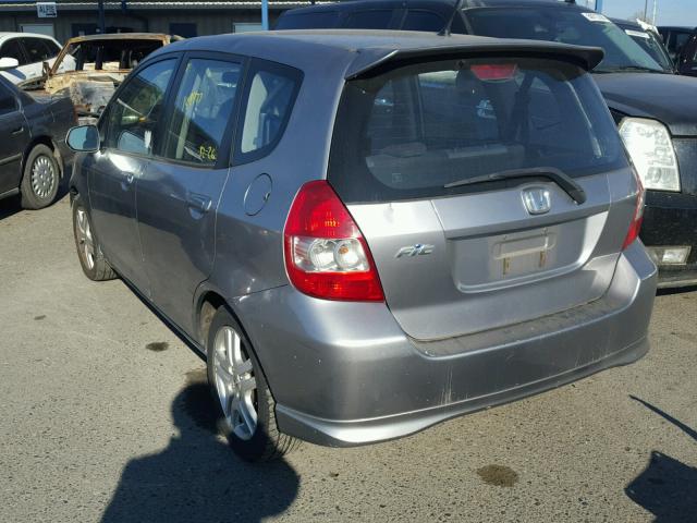 JHMGD38667S042196 - 2007 HONDA FIT S GRAY photo 3