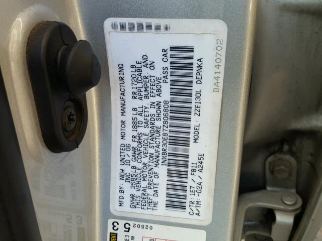 1NXBR30E87Z806808 - 2007 TOYOTA COROLLA CE SILVER photo 10