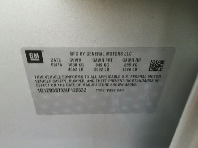 1G1ZB5STXHF125532 - 2017 CHEVROLET MALIBU LS SILVER photo 10