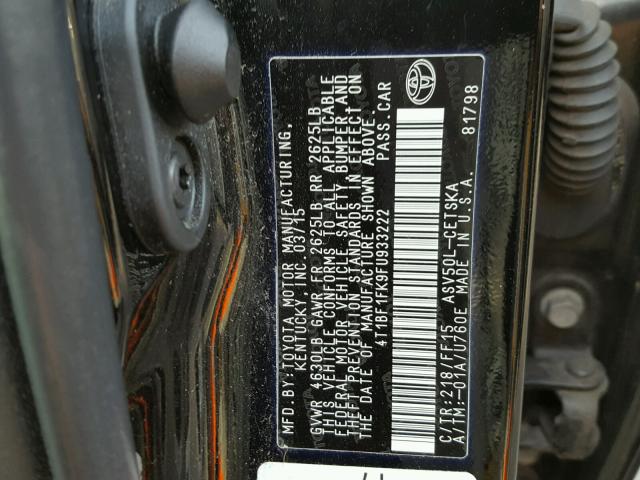 4T1BF1FK9FU933222 - 2015 TOYOTA CAMRY LE BLACK photo 10