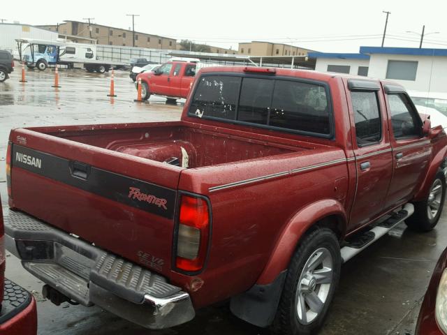 1N6ED27T4YC343357 - 2000 NISSAN FRONTIER C RED photo 4