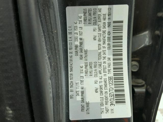 3MYDLBZV7GY120396 - 2016 TOYOTA SCION IA GRAY photo 10