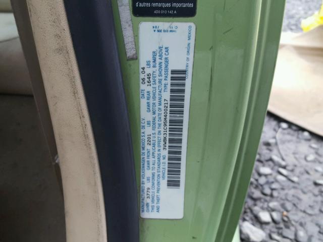 3VWBK31C95M400217 - 2005 VOLKSWAGEN NEW BEETLE 绿色 照片 10